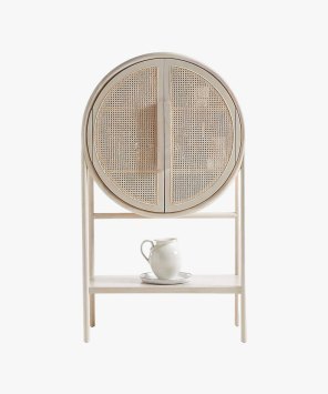 New West Natural Cane Storage Bar Cabinet