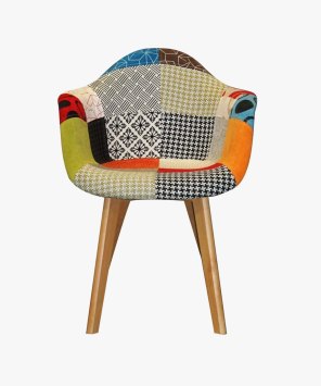 Dining Chairs With Solid Wood Leg, With Linen Print